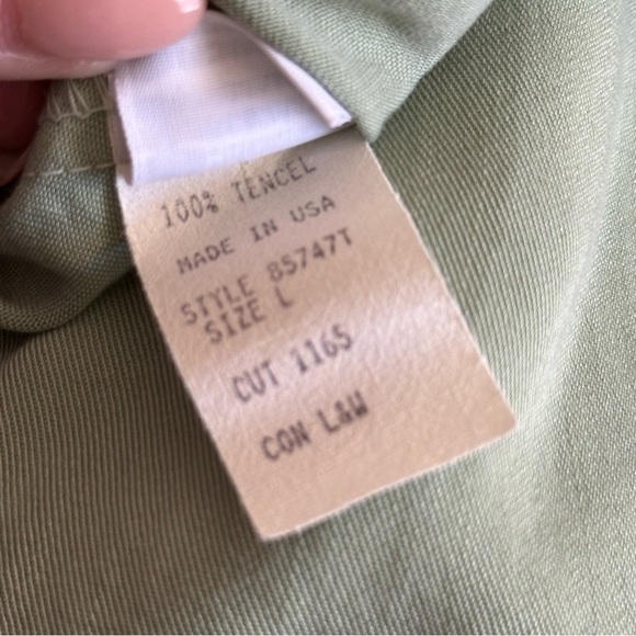 CUT LOOSE Pistachio Green Tencel 2 Piece Pants & Top Set Lightweight Lounge L - Picture 13 of 14